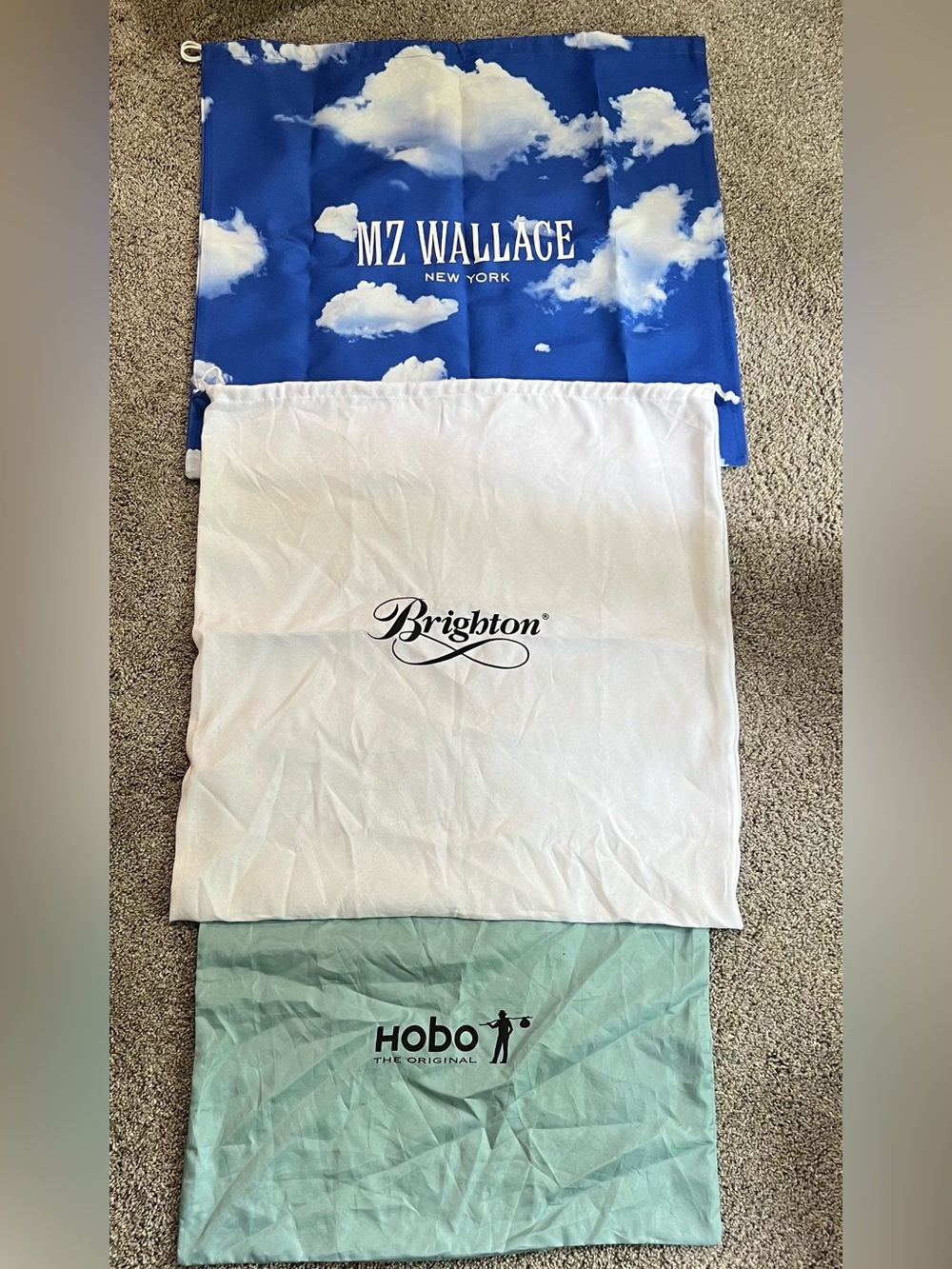 MZ Wallace, Brighton & Hobo Dust Bag Bundle - Blue Cloud, White, Mint